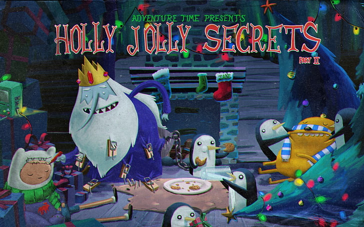 Holly Jolly Secrets wallpaper, Adventure Time, Jake the Dog, Finn the Human, HD wallpaper
