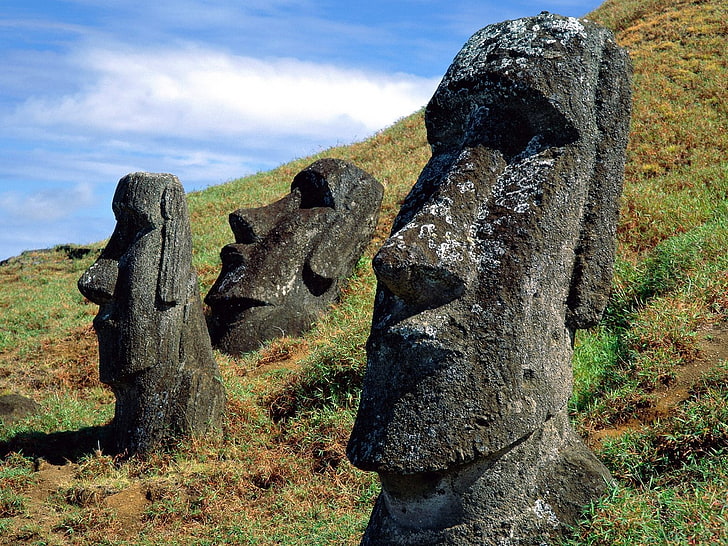Moai, Easter Island, stone, face, Totem, history, ancient, old, HD wallpaper