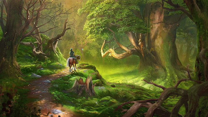 person horse back riding illustration, video games, The Legend of Zelda, HD wallpaper