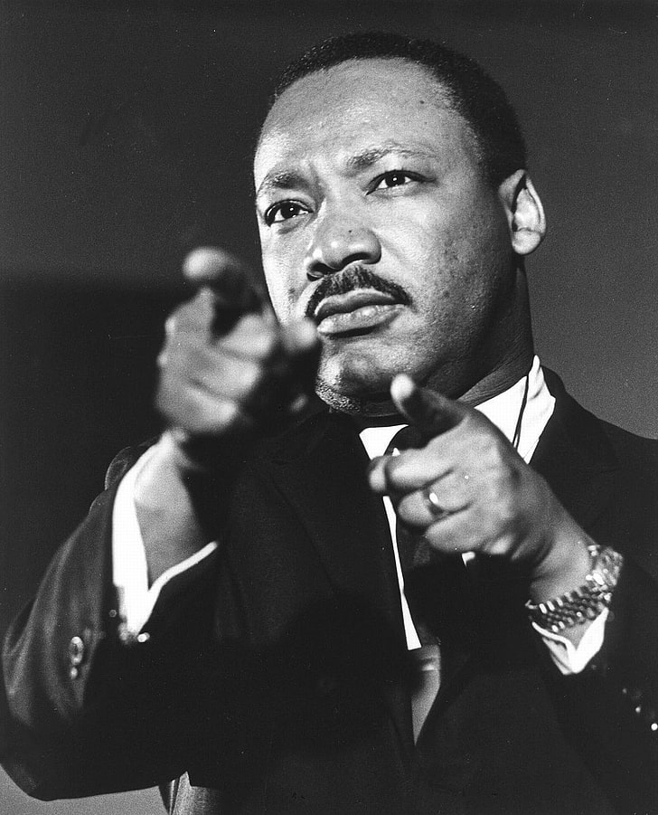 men, monochrome, portrait, Martin Luther King Jr, adult, one person, HD wallpaper