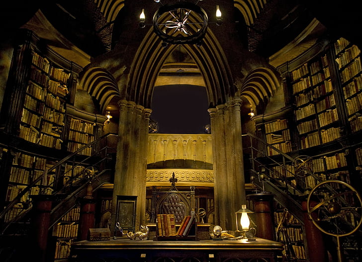 hogwarts, library, castle inside