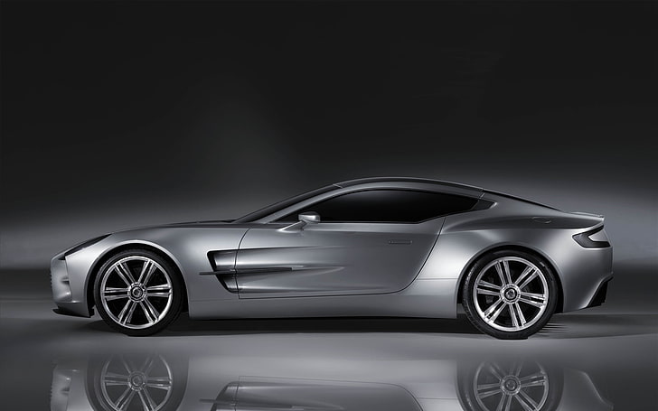 silver coupe, One-77, Aston Martin, car, silver cars, reflection
