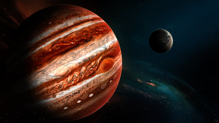 Jupiter planet, fantasy art, space, space art, astronomy, star - space