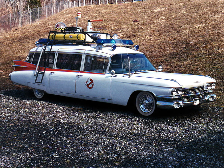 1984, ambulance, cadillac, custom, ectomobile, emergency, ghostbusters, HD wallpaper