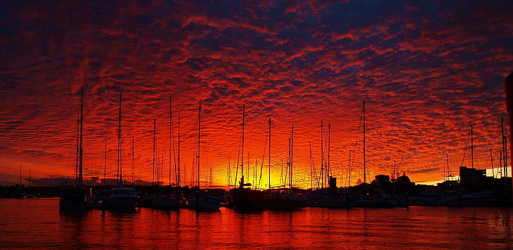sunset, dock, ship, sky, sunlight