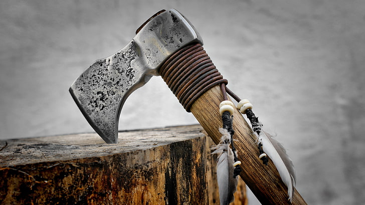 gray ax, weapons, axe, combat, Indians, Tomahawk, equipment, work Tool, HD wallpaper