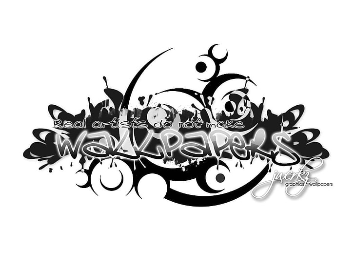 Wakkpapers logo, black, white, white background, studio shot