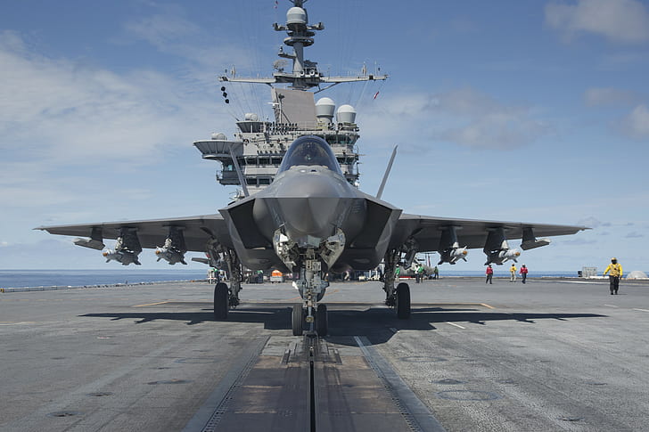 military aircraft, F-35 Lightning II, aircraft carrier, airplane