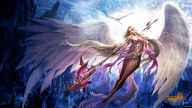 League of Legends character digital wallpaper, action, angel, HD wallpaper