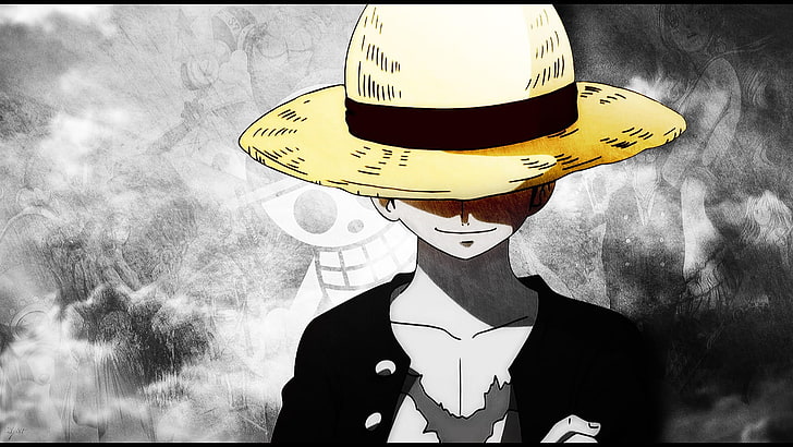 Hd Wallpaper: Male Anime Character Wearing Hat Digital Wallpaper, One Piece  | Wallpaper Flare