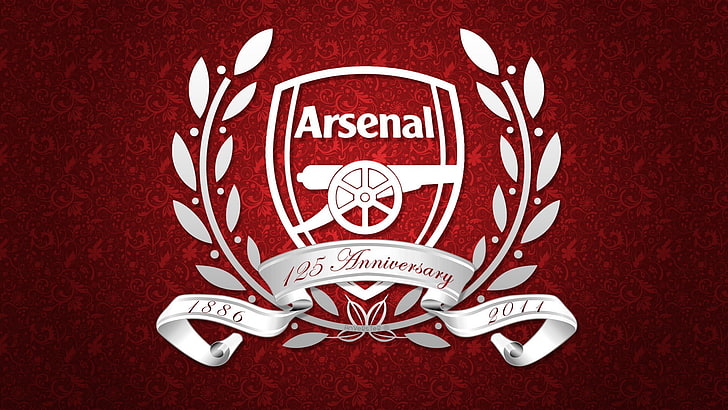 white Arsenal 125 Anniversary logo, Arsenal Fc, soccer, soccer clubs