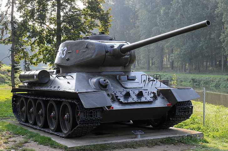 monument, tank, average, T-34-85, HD wallpaper