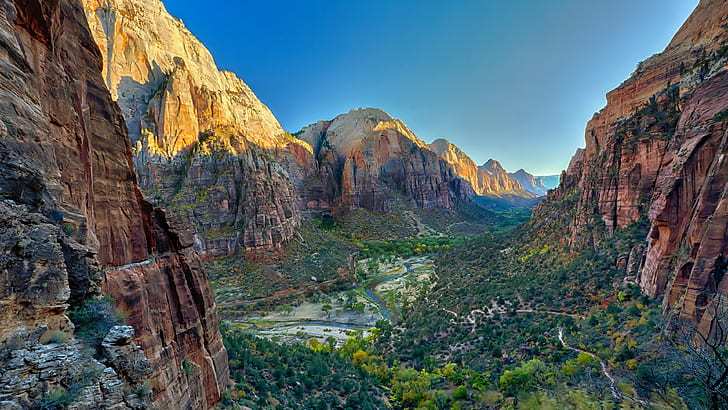 brown mountains, Zion National Park, rock, rock - object, solid, HD wallpaper