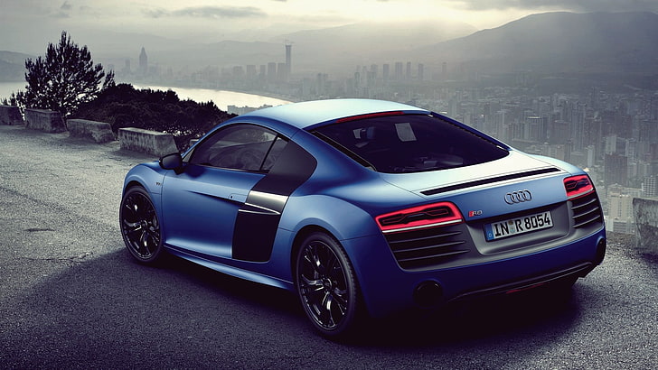 blue Audi coupe, Audi R8, car, blue cars, vehicle, mode of transportation, HD wallpaper