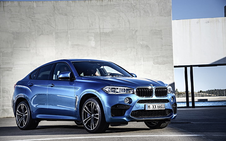 blue BMW sedan, x6, 2015, car, land Vehicle, transportation, modern