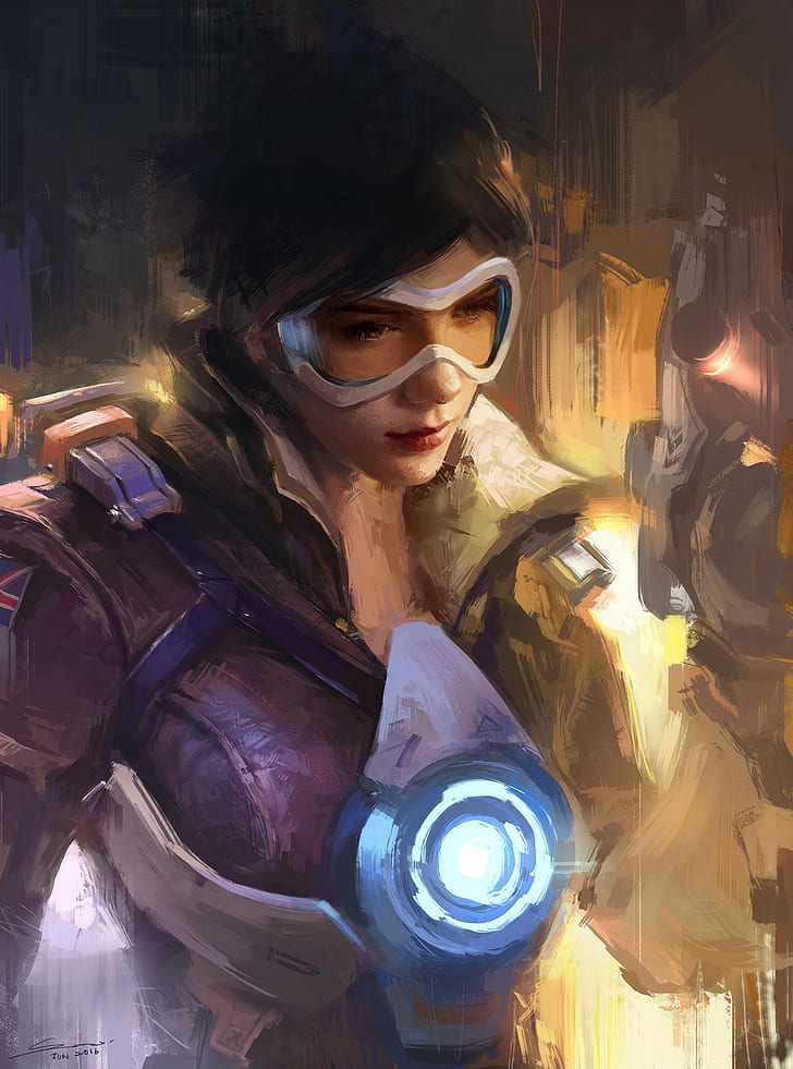 Overwatch character painting, Tracer (Overwatch), one person, HD wallpaper