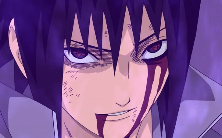 anime, Naruto Shippuuden, Uchiha Sasuke, art and craft, purple
