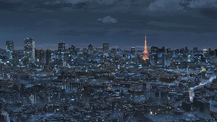 concrete buildings wallpaper, Makoto Shinkai, Kimi no Na Wa, anime, HD wallpaper