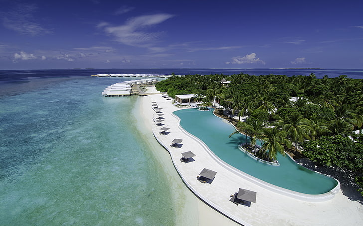 Amilla Fushi Favorite Island Resort In Maldives Indian Ocean View From The Air Desktop Wallpaper Hd 3840×2400, HD wallpaper