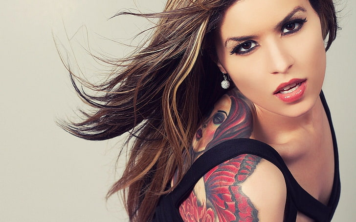 HD wallpaper: women, tattoo, face, model, portrait, makeup, hair, one  person | Wallpaper Flare