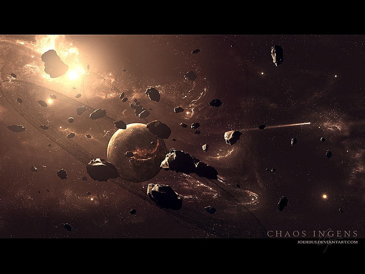 Chaos Ingens illustration, JoeyJazz, spacescapes, space art, planet, HD wallpaper