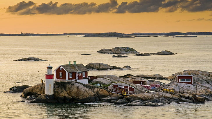 gothenburg, islands, lighthouses, sweden, HD wallpaper