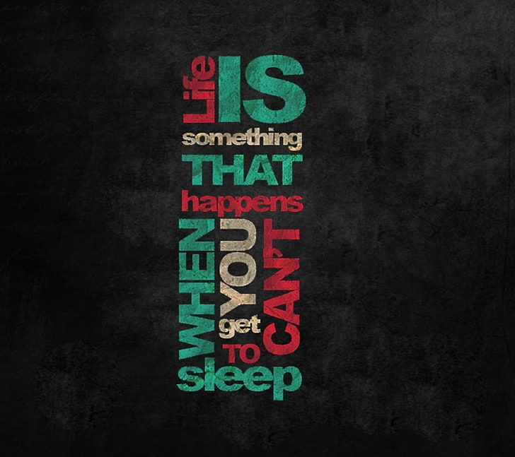 black and teal Life is Something That Happens text, typography, HD wallpaper