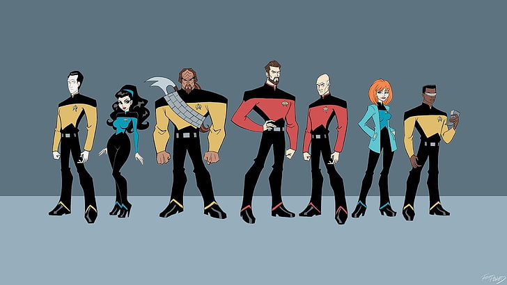 Star Trek characters cartoon illustration, the next generation, HD wallpaper