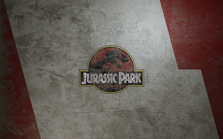 Jurassic Park movie sleeve, digital art, texture, metal, movies