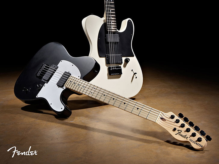 black and white electric guitar, Fender, Telecaster, music, string Instrument, HD wallpaper