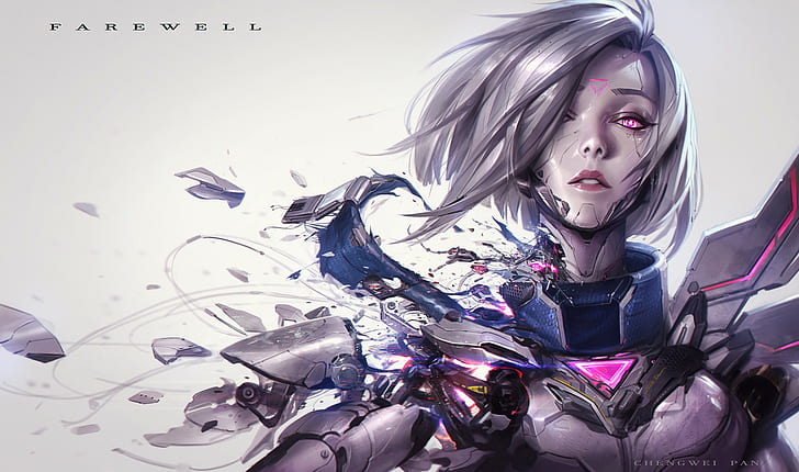 Fiora (League of Legends), women, cyberpunk, broken, video games, HD wallpaper