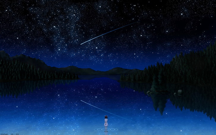 Wallpaper ID 579677  blue digital composite beauty in nature stars  galaxy falling down anime girl scenics  nature 2K science space  exploration night sky exploration free download
