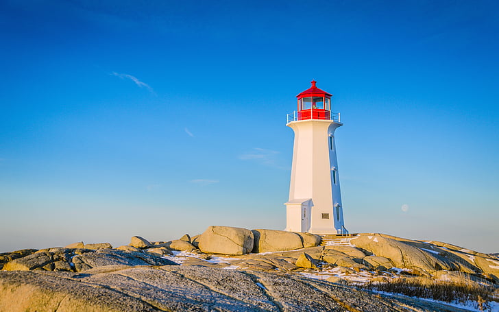 Lighthouse, Peggy's Cove, Nova Scotia, Canada, 4K, HD wallpaper