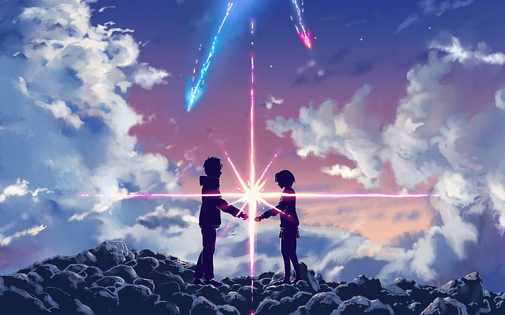 Anime, Your Name., Boy, Comet, Girl, Kimi No Na Wa., Mitsuha Miyamizu, HD wallpaper