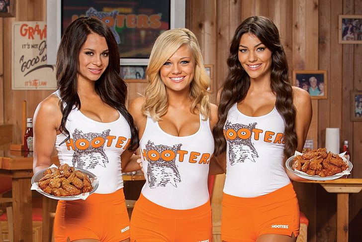 women's white-and-brown rompers, Inc, hooters, Traditional uniform, HD wallpaper