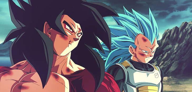Super Saiyan 4 Son Goku and Super Saiyan Blue Vegeta wallpaper