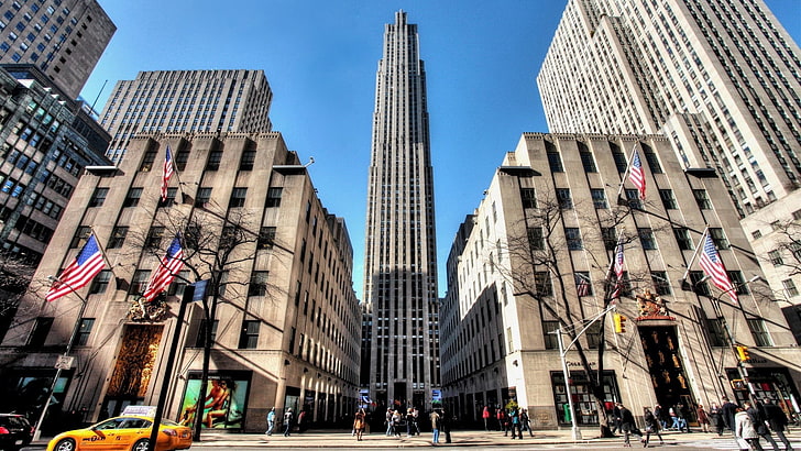 cityscape, New York City, USA, 30 Rockefeller Plaza, GE Building, HD wallpaper