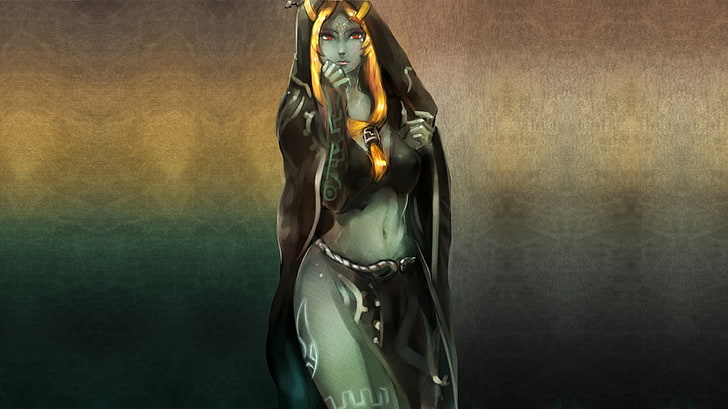 orange-haired female character wearing black dress, Midna, The Legend of Zelda: Twilight Princess