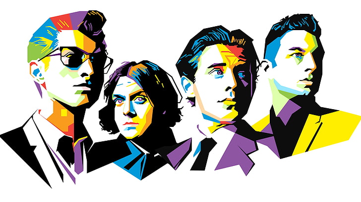 Arctic Monkeys, multi colored, white background, art and craft