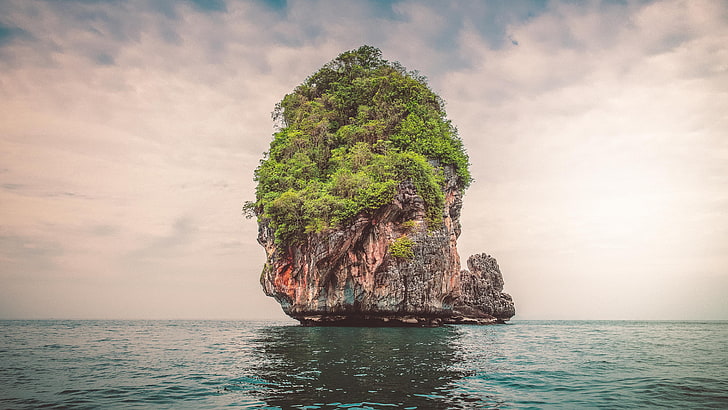 The Lone Island, Thailand, sea, water, sky, nature, beauty in nature, HD wallpaper