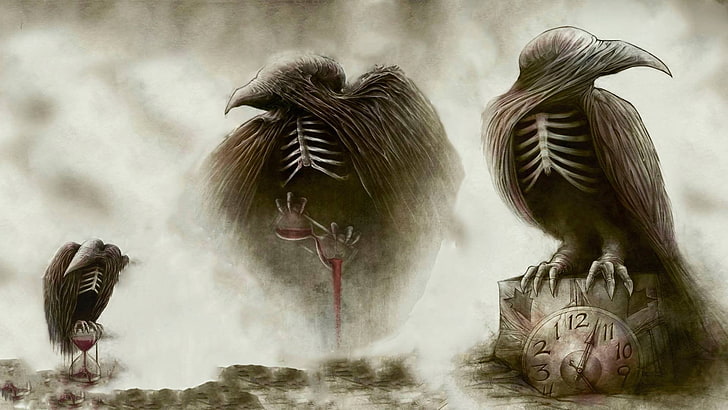 three skeleton crow illustrations, Deliver Us, In Flames, Sounds of a Playground Fading, HD wallpaper