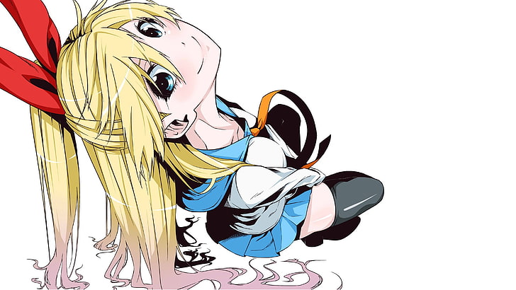 yellow-haired female anime character, anime girls, blonde, long hair, HD wallpaper