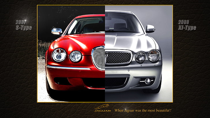 car, jaguar s-type, Jaguar XJ, vehicle front, split view, motor vehicle, HD wallpaper