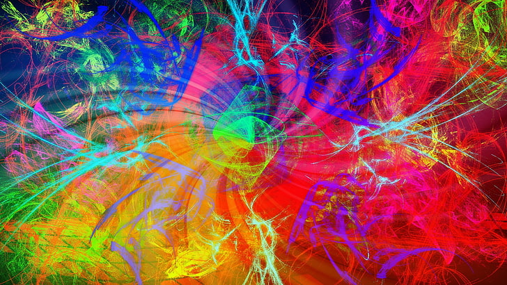 red, blue, and green abstract painting, colorful, multi colored