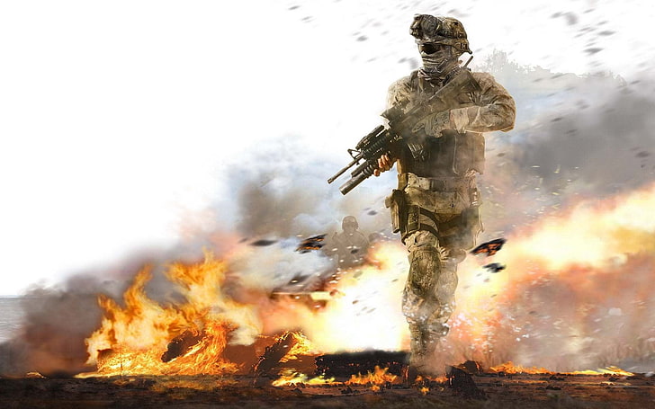 black rifle gun, war, army, soldier, Call of Duty Modern Warfare 2
