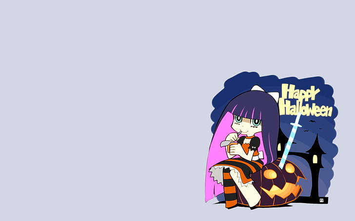 Happy Halloween illustration, Panty and Stocking with Garterbelt