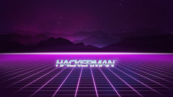 hackerman, Retrowave, vintage, purple, synthwave