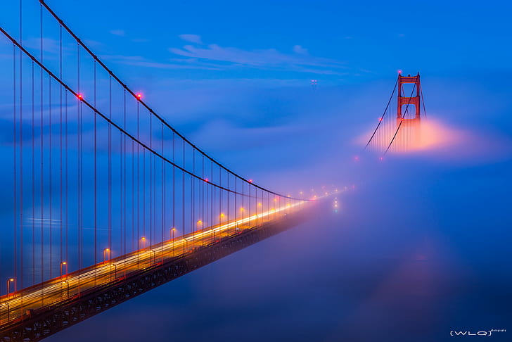 photo of Golden Gate Bridge, Mystic Towers, Low, fog, San Francisco, HD wallpaper