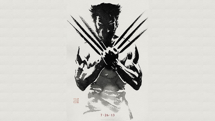 Wolverine illustration, X-Men, claws, adamantium, artwork, black And White, HD wallpaper
