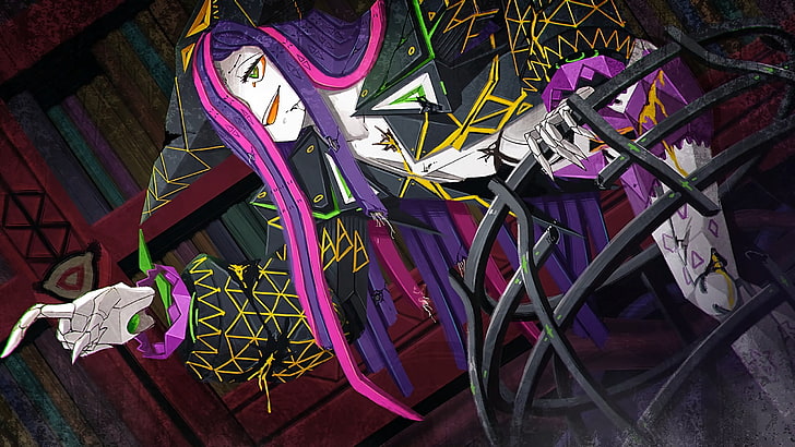 machine, machine girl, purple hair, hair over one eye, Damages, HD wallpaper